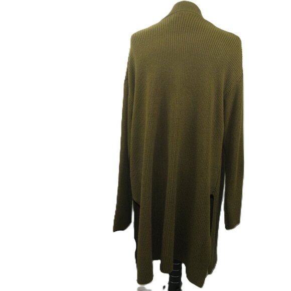 C Wonder Christian Siriano NWOT Army Green Long Open Front Cardigan Size 2X - Picture 4 of 6